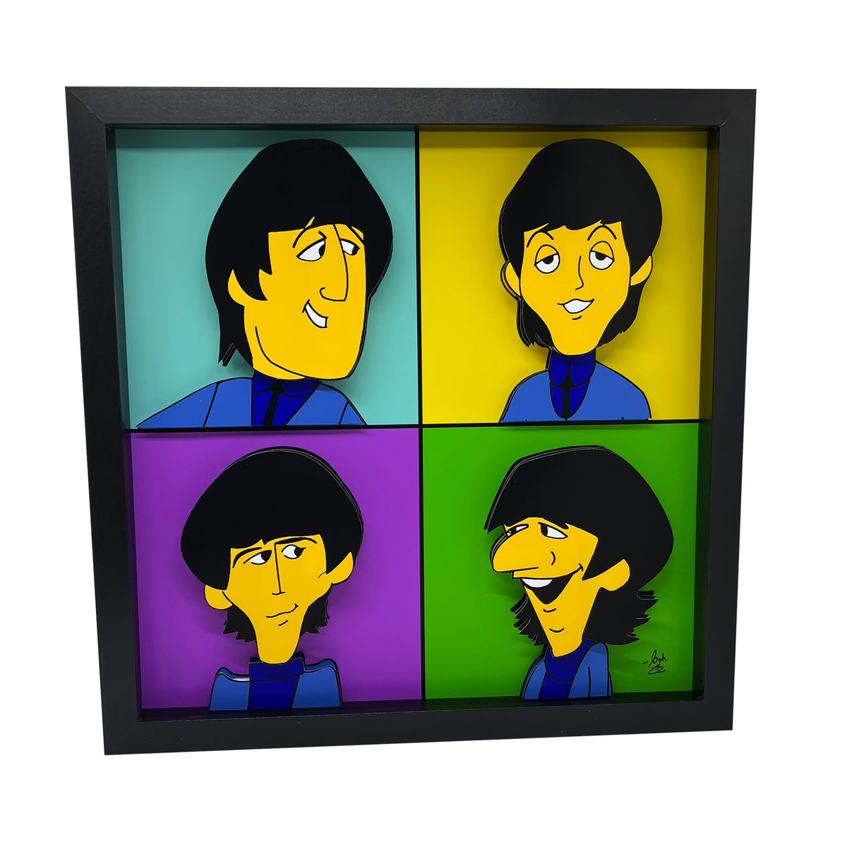 The Beatles 3D Art - Cartoon Fab Four | Framed Decor – PopsicArt