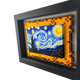 Vincent van Gogh Starry Night Pixel 3D Art - 8 Bit Art Wall Decor