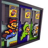 Super Mario Bros 3 Raccoon Frog & Hammer Mario 3D Art - NES Pixel Decor | Framed Gift