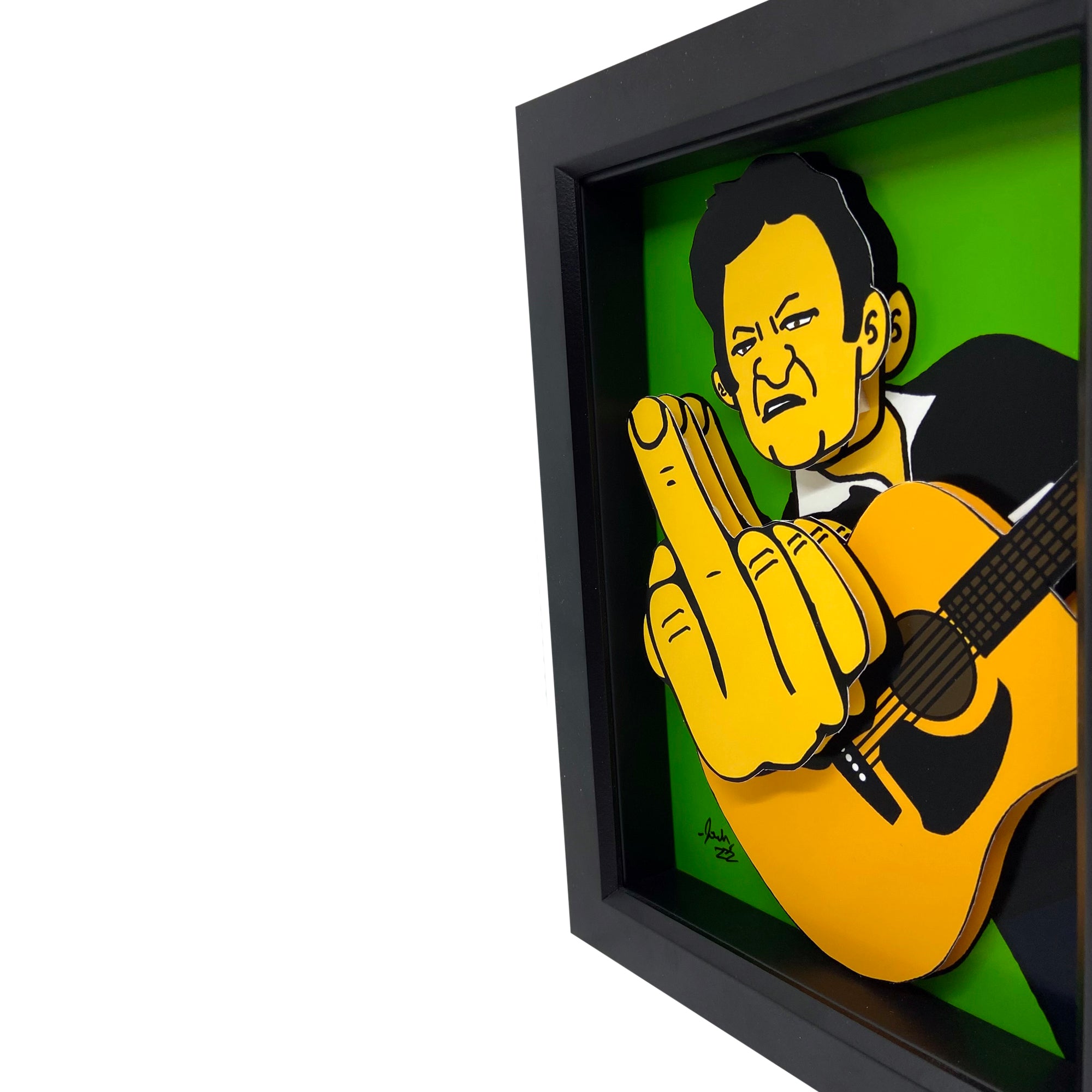 Johnny Cash Middle Finger 3D Art - Iconic Salute | Framed – PopsicArt