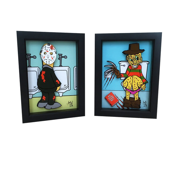 Freddy and Jason Bathroom Decor 3D Art